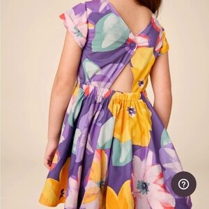 Tea Collection Floral Open Back Dress in Purple and Yellow